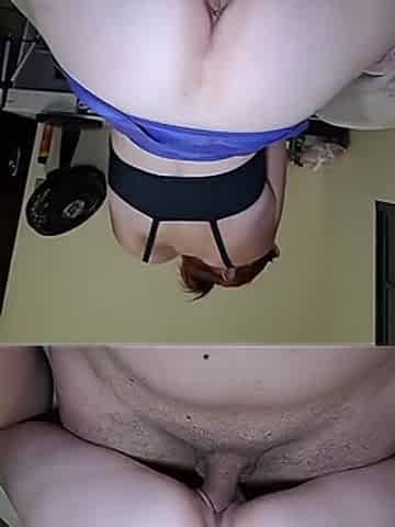 Redhead Getting a Spanking on the Butt While Sitting Comfortably and Getting a Finger in the Butt