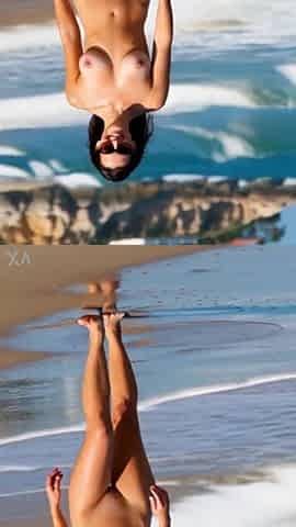Lesbo Nude Womens giving a kiss on beach