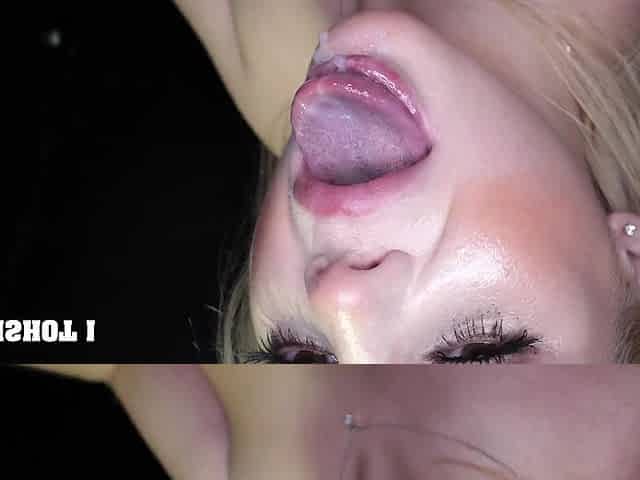 Katy Jayne swallows a load of cum through a glory hole, showcasing her skills.