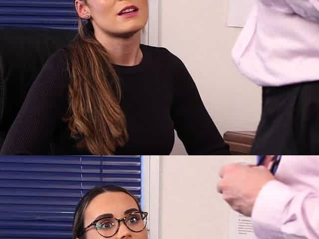 Sexy office voyeur teasing colleauge