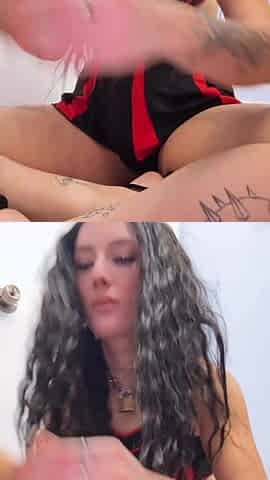Lascivious cheerleader solo masturbates