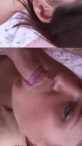 My lover a slutty girlfriend with small natural breasts and dark hair fucks a big cock with her pussy