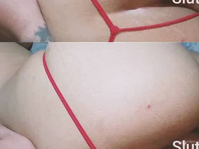I couldn't take it anymore and ejaculated on her taut butt !!