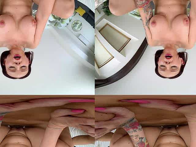 Sexy brunette wearing stockings masturbates webcam