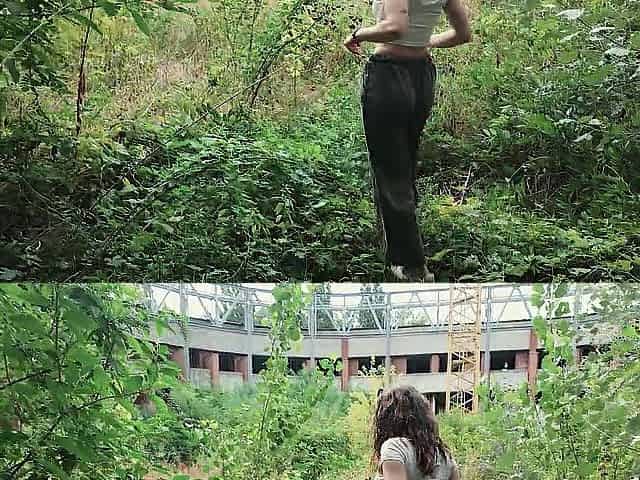 urbex date turns into sneaky public sex with hawt brunette hair
