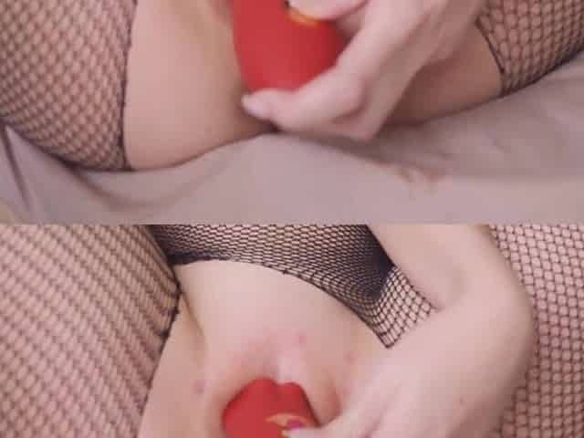 OMG I'M CUMMING TWICE! RIDING SEXTOY! FISHNETS