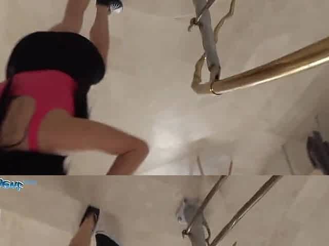Public Agent Spanish cleaner Damaris gets down and filthy