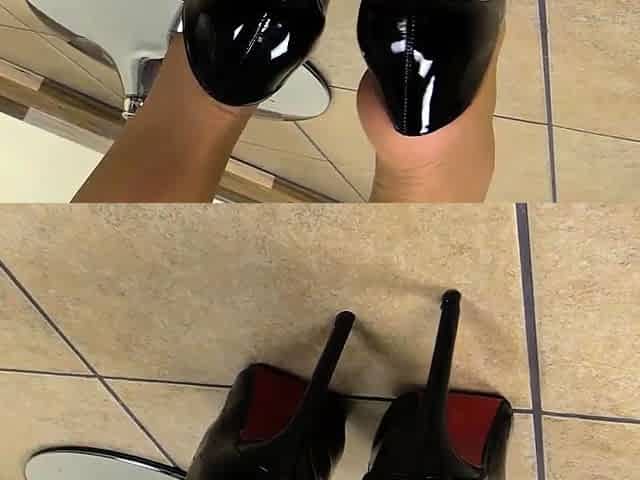 Her Feet Enclosed In Stilleto And Nylons
