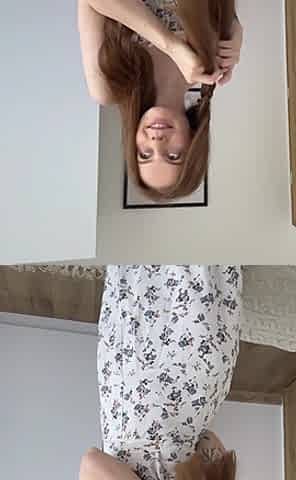 Shy Redhead Girl with Pigtails Stripes so You Can Show off Your Big Tits