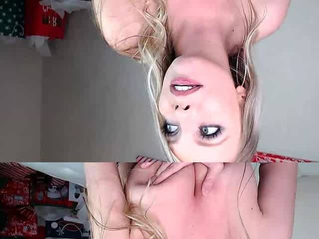 Blonde Housewife with big boobs masturbates with huge dildo