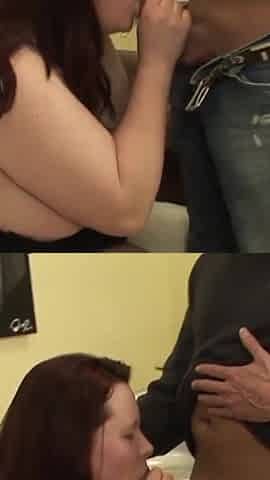 Bbw is sucking big and hard dick