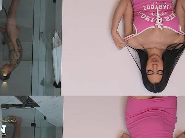Pregnant stepsister gets horny and spies on me while I shower - Danner Mendez & Ambar Prada