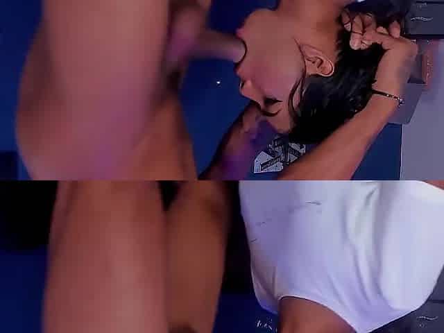 Black Angel Gives Sloppy Head Then Takes Fingers Unfathomable in Booty. gulp