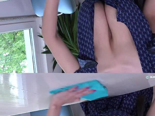 Big Boob Asian Blue Skirt Cleaning - hitomi tanaka