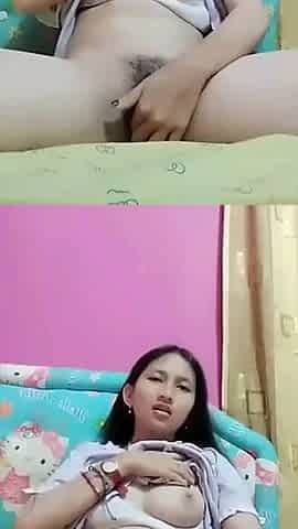 Sister alone at home playing