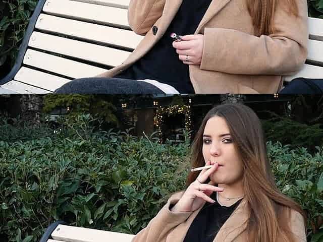 Russian Girl Spends Her Lunch Break Smoking 3 Cigs in a Row