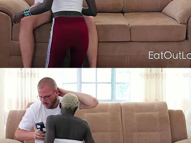 24 y.o. slender afro hotty Bella gets her 1st white dong and likes it