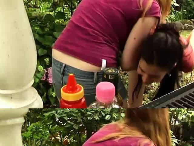 Three busty brunette lesbians lick and toy pussy