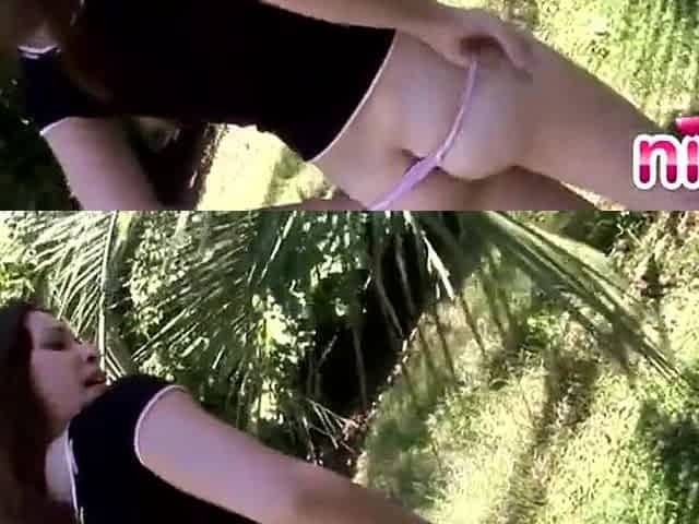 Hot lesbian slut Nina touches herself
