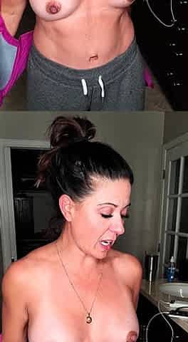 Brunette solo darling masturbating at home