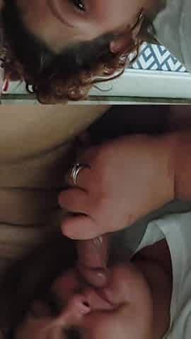 He loves my throat spit on his cock and in his mouth.