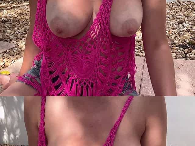 Italian Big Tits MILF Artemisia Love Outside Boobs Bouncing and Showing Her Big Hard Nipples