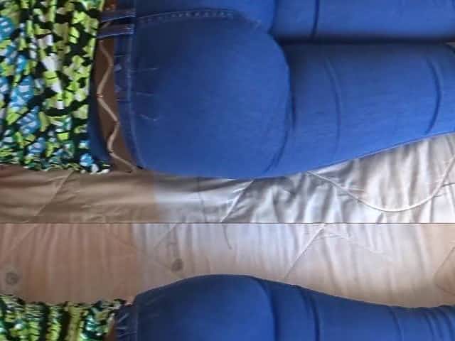 GREAT BOOTY OF MY HIRSUTE, OLDER WIFE, IN JEANS, FONDLES, SPY