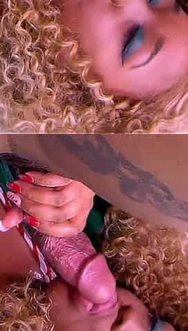 Newbie Nina Rivera Gives Her First Christmas Blowjob