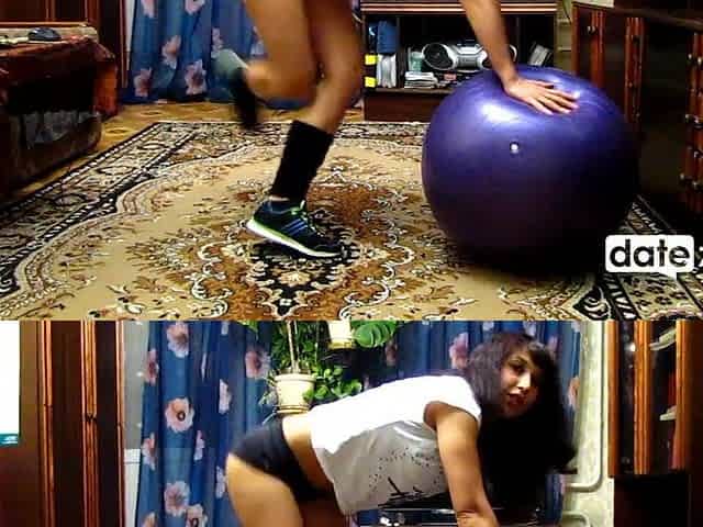 A Young Amateur Is Getting Naked, Touching Herself, and Training with an Exercise Ball