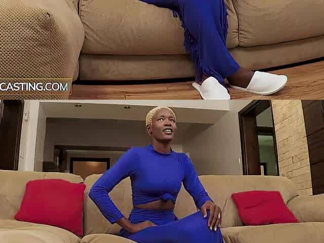 Taut Darksome Skin Black Model Cunt Railed In Fake Homemade Casting