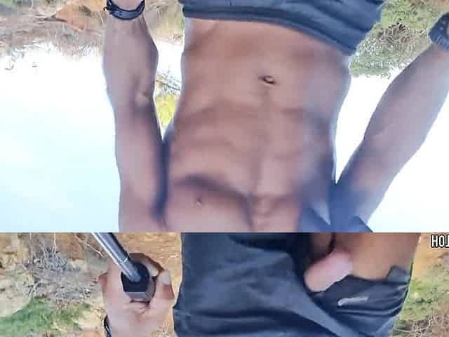 Touching my knob in a public hiking Trail - Thrilling and risky