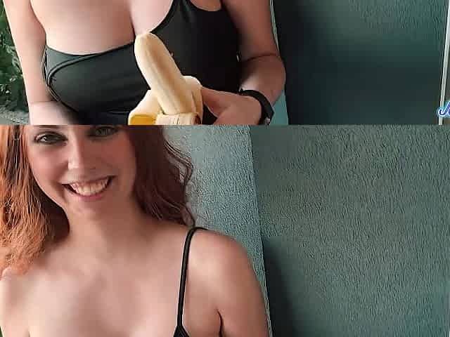 Breasty redhead rides jock and gives oral-job with cum on face