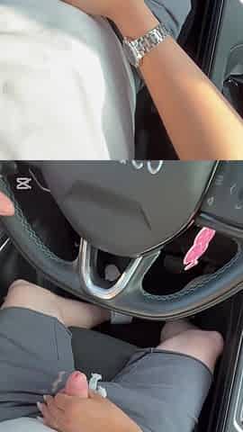 My Girlfriend Jerks Me off in the Car Then Masturbates
