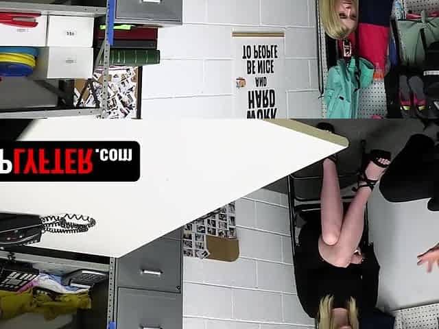 Security Guard Punishes Stealing Whore Krissy by Pounding Her Little Vagina in the Back Room!