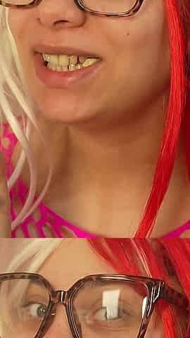 Giantess Stepsister Chews Gum, Then Blows Bubbles at Her Tiny Stepsister and Wraps Her Used Gum Around Him