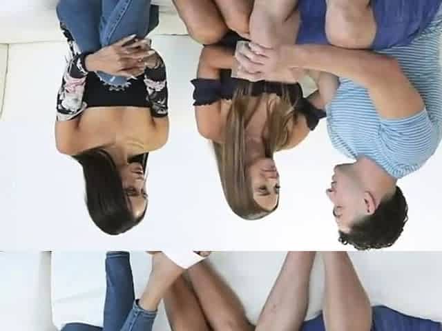 cumshot virgin has threesome with two lesbians