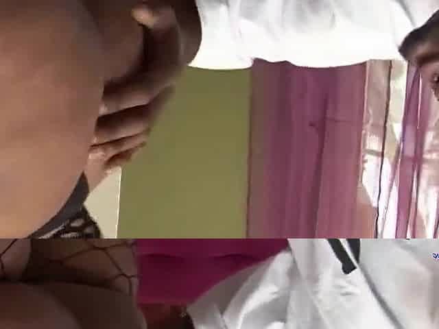 Cashmere Mist takes each inch of his ebony dong until that guy busts on her ass