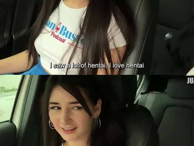CatSara anime doll can't stop cumming in the car on Juan Bustos Road