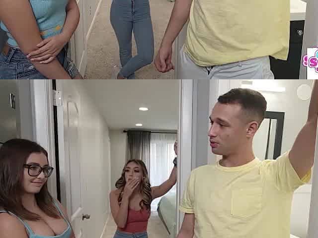 Leana Lovings & Violet Gems Decide To Play Nicely Together Double Teaming Stepbros Balls