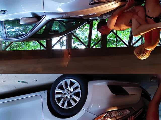 Hotty DING-DONG DUDE Homemade Amateur Pegging- Supplementary Parking in Rear- Ding-dong Pegging on car!