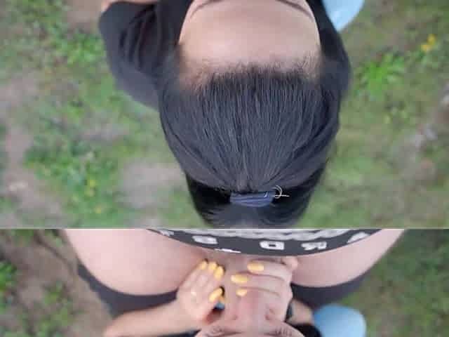 Black Lynn Ties Her Long Black Hair Into a Ponytail to Show Me How She Sucks Cock