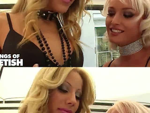 2 excited blondes tease every other and play ribald outdoor