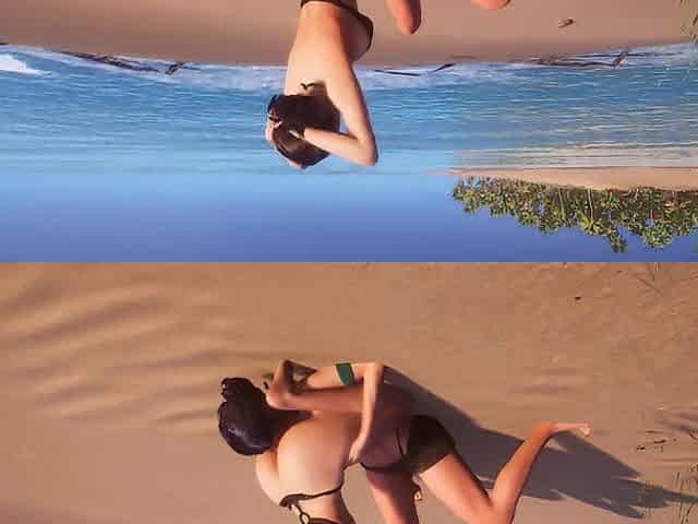 Lesbo FaceSitting At Beach