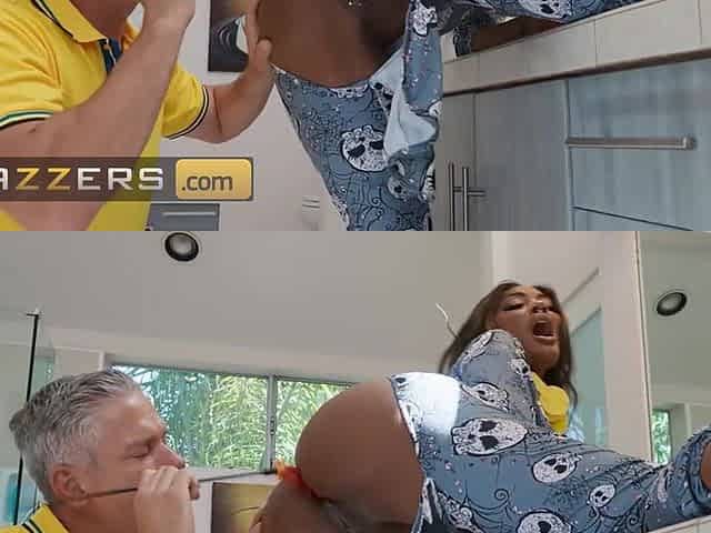 BRAZZERS - Playful August Skye And Badassbrannn Share Mick For A Squirting, Tickling Orgy