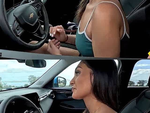 Brunette hair Lexa Jo Gets Wicked Roadside After Car Breakdown
