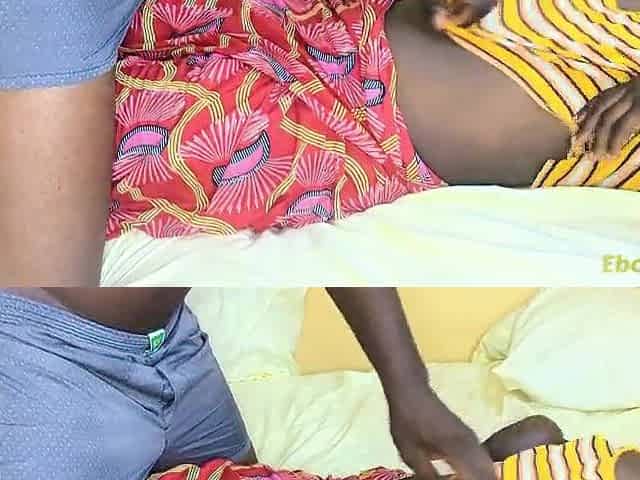 Amateur movie scene: Nice-looking Afro woman removes her loincloth in the village