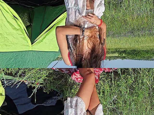 Voyeur HIRSUTE BUSH Snatch of a Sexy Camping Gal # Bare tanning