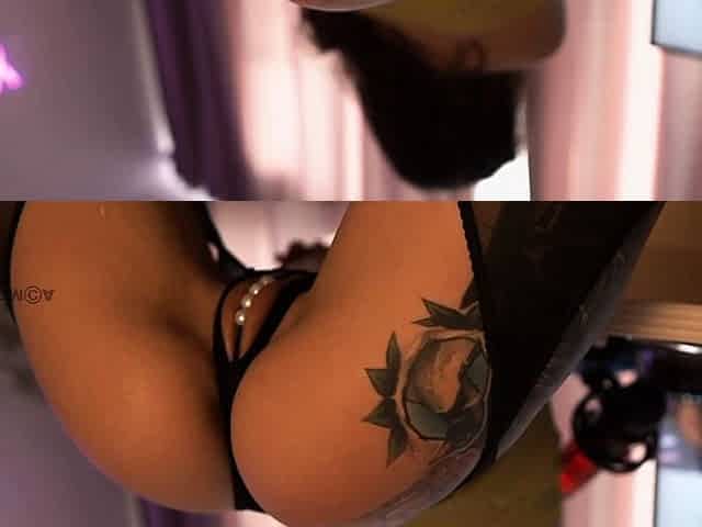 Alluring little oyster in black panties! pearl panties! big