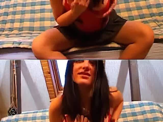 Lascivious brunette hair and her large butt providing a show