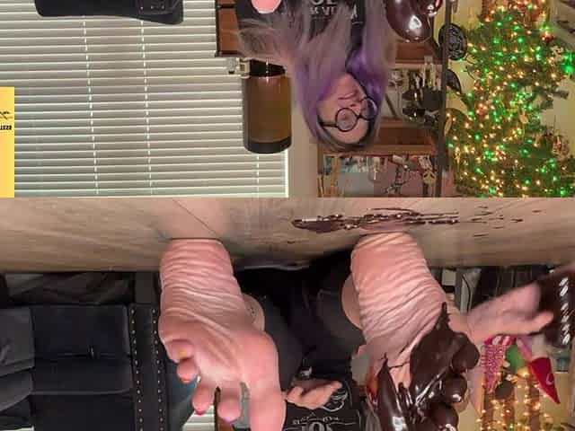 Size 16 Feet Chocolate Syrup Worship - Lick Them Clean Footboy